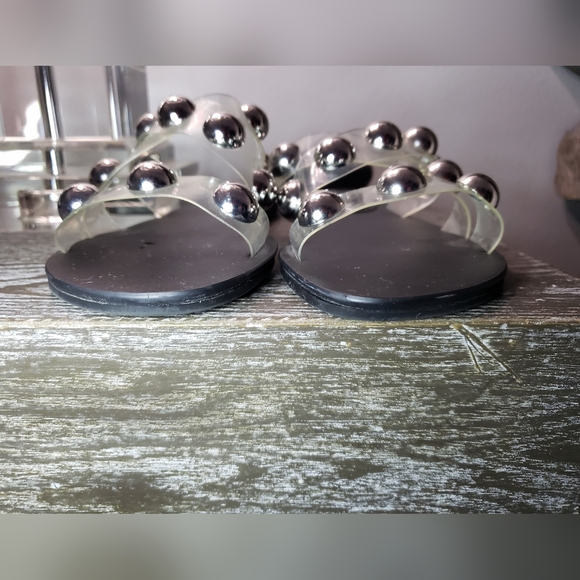 Marc Fisher Clear Studded Strap Slip-on Sandals - Picture 2 of 6